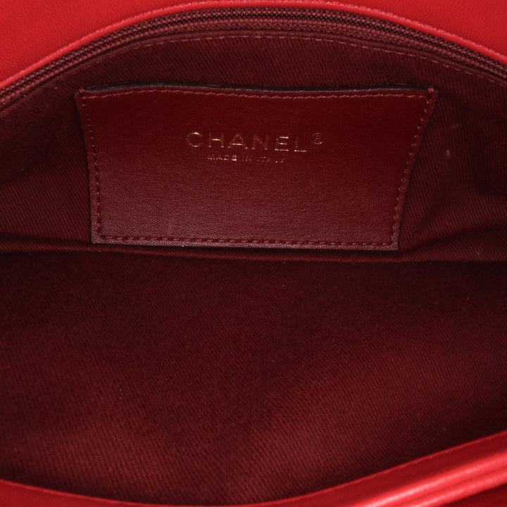 Medium Lambskin Mademoiselle Bowling Bag Red - Gaby Paris