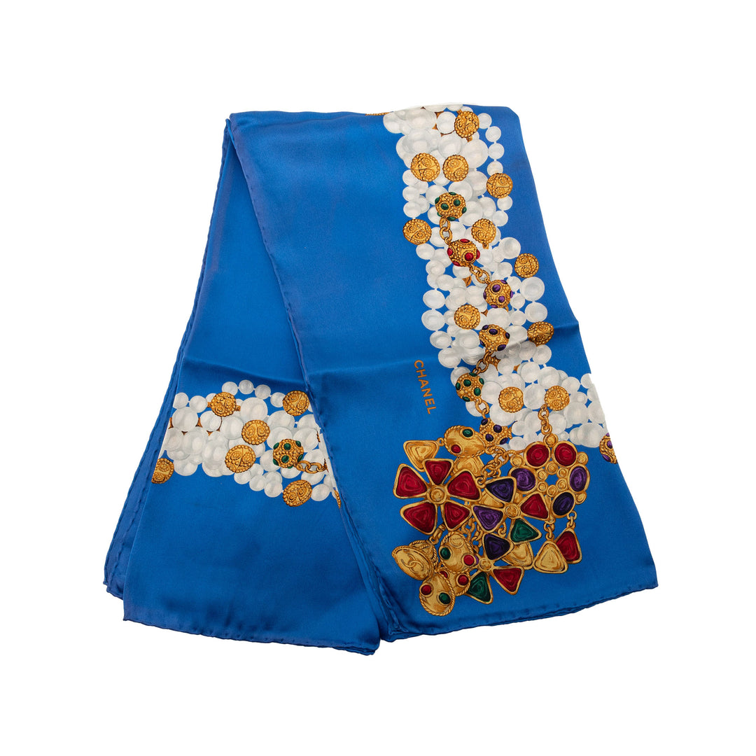 Chanel Perles et Gripoix Imprimé Foulard 90 Soie
