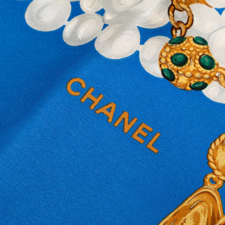 Chanel Perles et Gripoix Imprimé Foulard 90 Soie