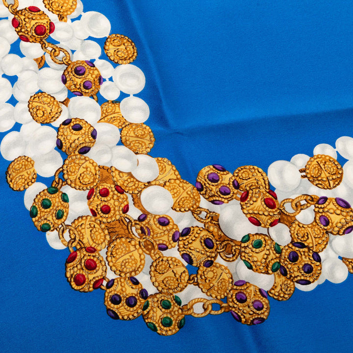 Chanel Perles et Gripoix Imprimé Foulard 90 Soie