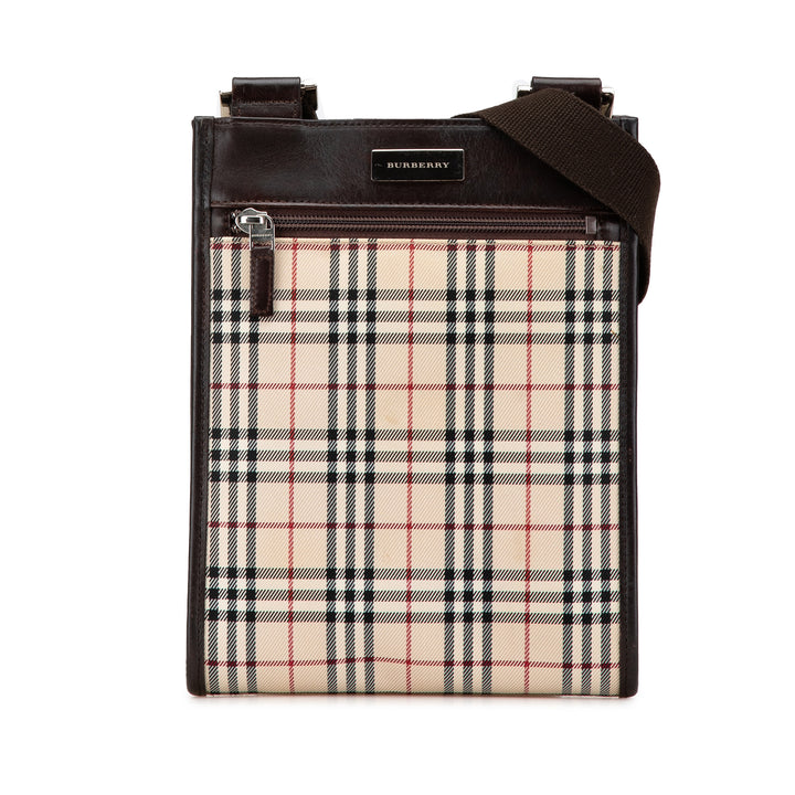 House Check Canvas Crossbody Brown - Gaby Paris