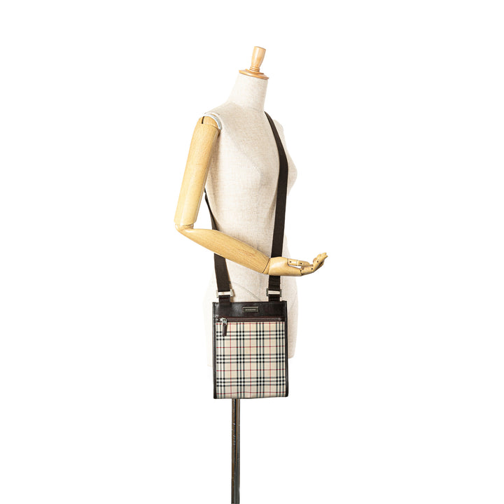 House Check Canvas Crossbody Brown - Gaby Paris