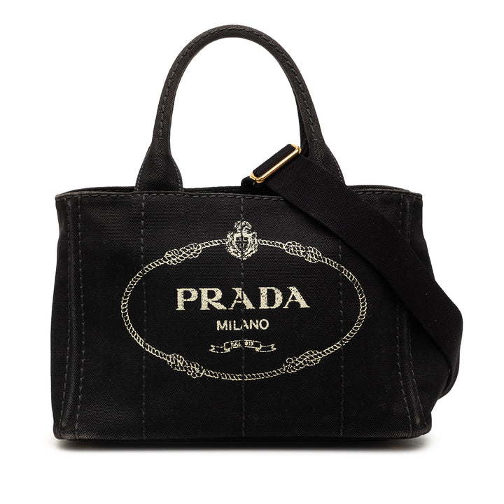 Prada Small Toile Canapa Logo Cabas