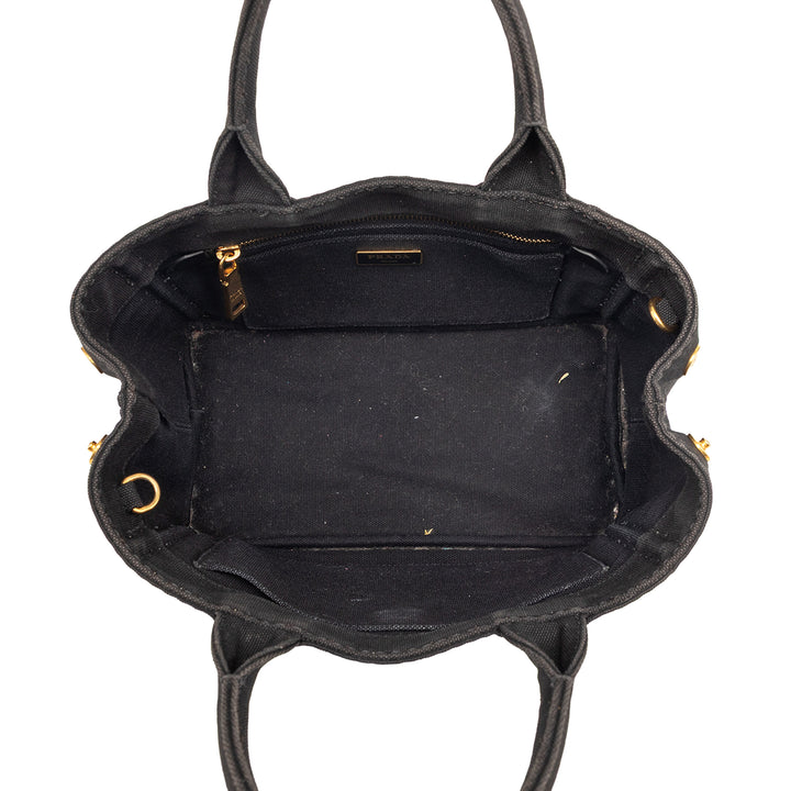 Prada Small Toile Canapa Logo Cabas
