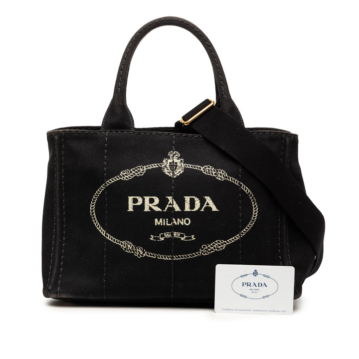 Prada Small Toile Canapa Logo Cabas