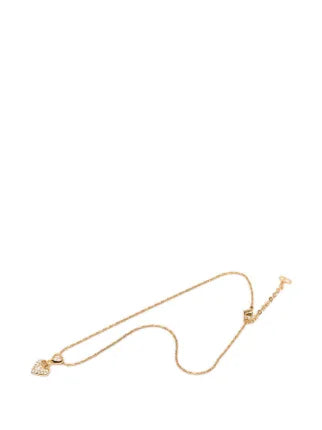 Dior Collier pendentif cœur logo CD strass plaqué or