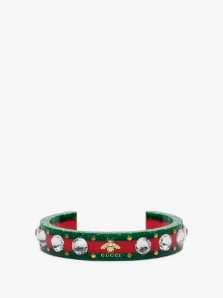 Gucci Bracelet manchette abeille en résine et strass