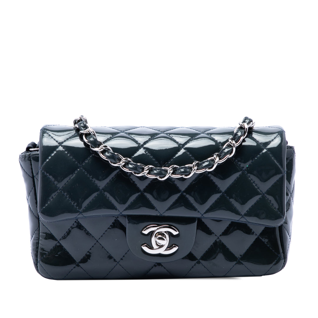 Chanel Mini Rectangular Classic Cuir verni Simple rabat