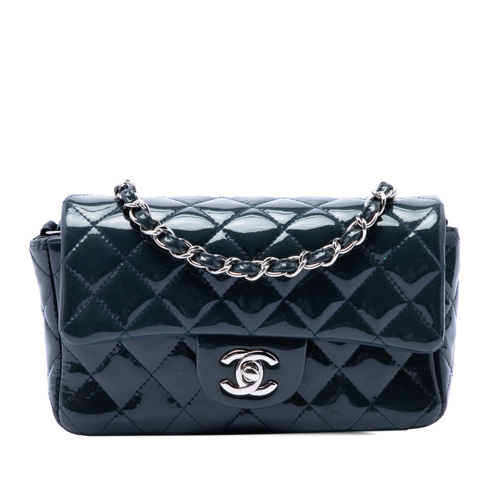 Chanel Mini Rectangular Classic Cuir verni Simple rabat
