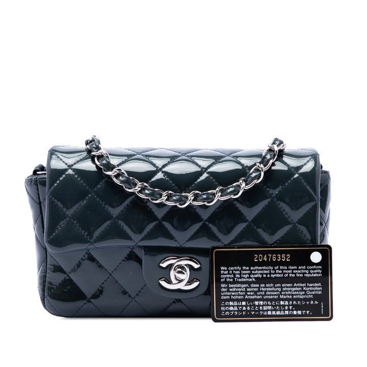 Chanel Mini Rectangular Classic Cuir verni Simple rabat
