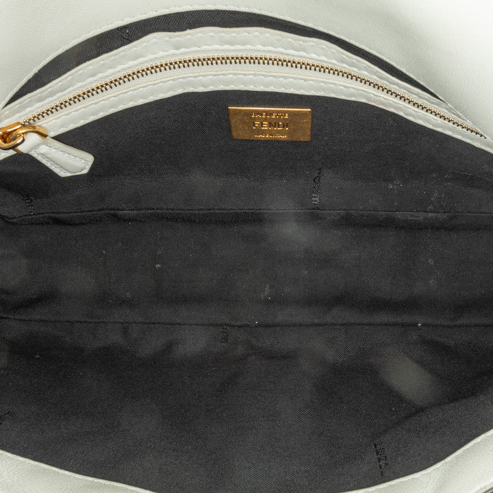 Joshua Vides California Sky Medium Embossed Baguette Satchel White - Gaby Paris