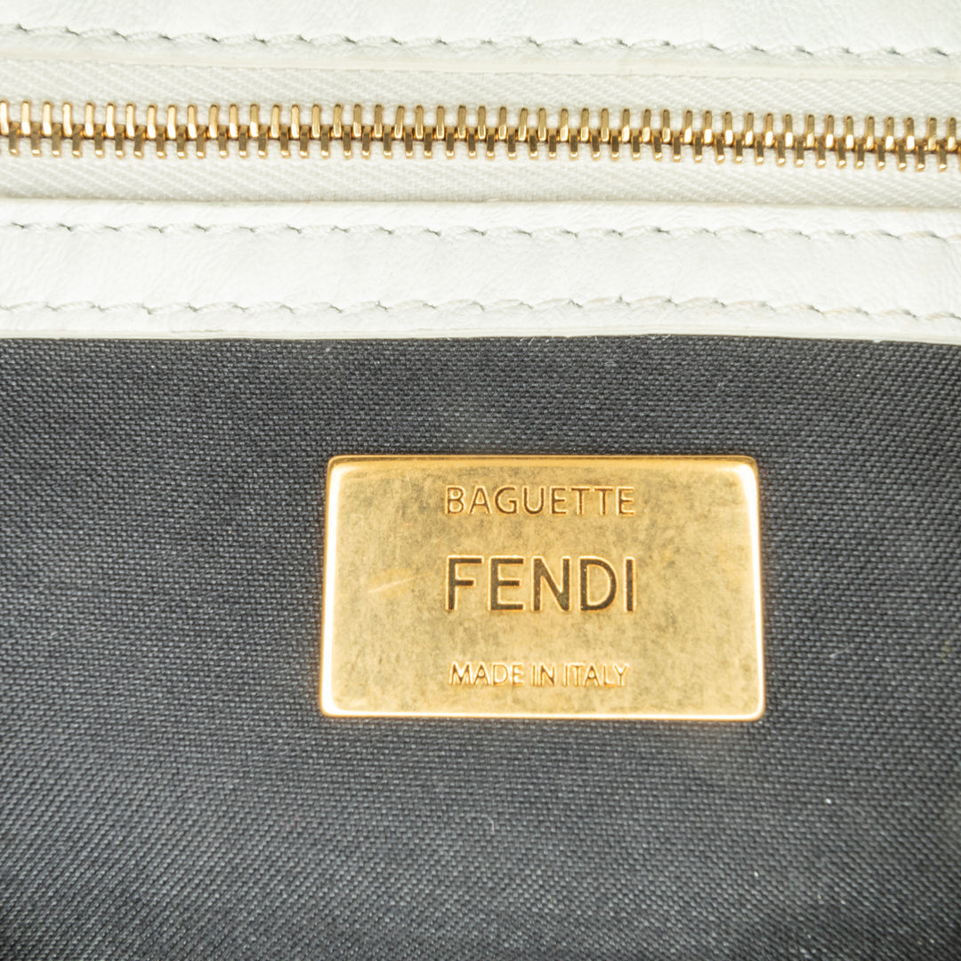 Joshua Vides California Sky Medium Embossed Baguette Satchel White - Gaby Paris
