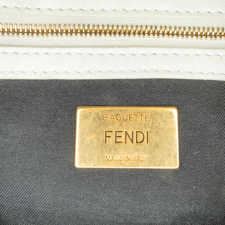 Joshua Vides California Sky Medium Embossed Baguette Satchel White - Gaby Paris