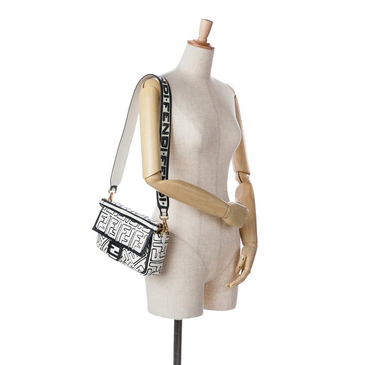 Joshua Vides California Sky Medium Embossed Baguette Satchel White - Gaby Paris