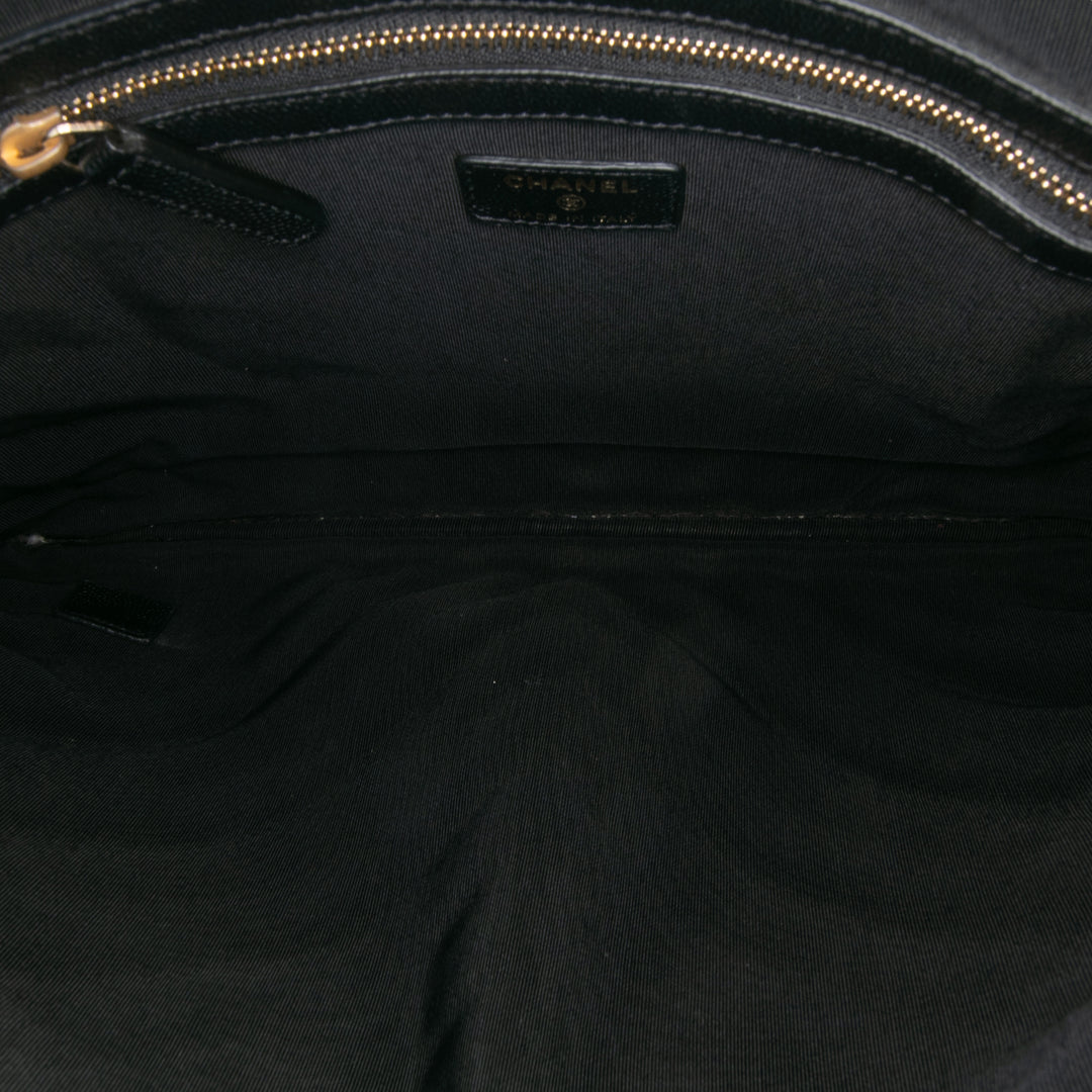 Large Chevron Caviar Ancient Greek Charms O Case Clutch Black - Gaby Paris