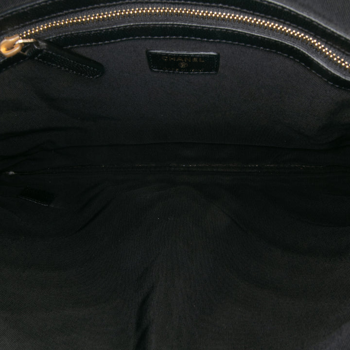 Large Chevron Caviar Ancient Greek Charms O Case Clutch Black - Gaby Paris