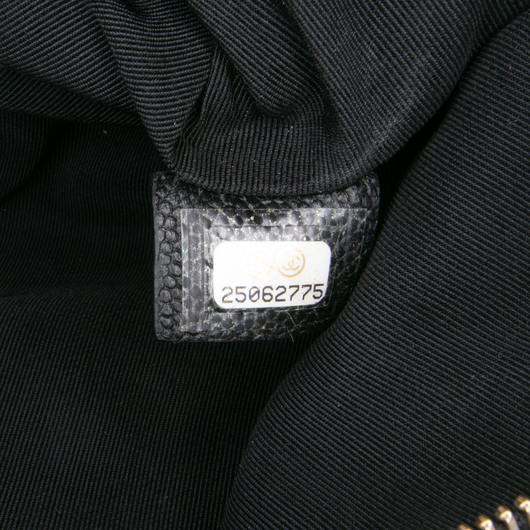 Large Chevron Caviar Ancient Greek Charms O Case Clutch Black - Gaby Paris