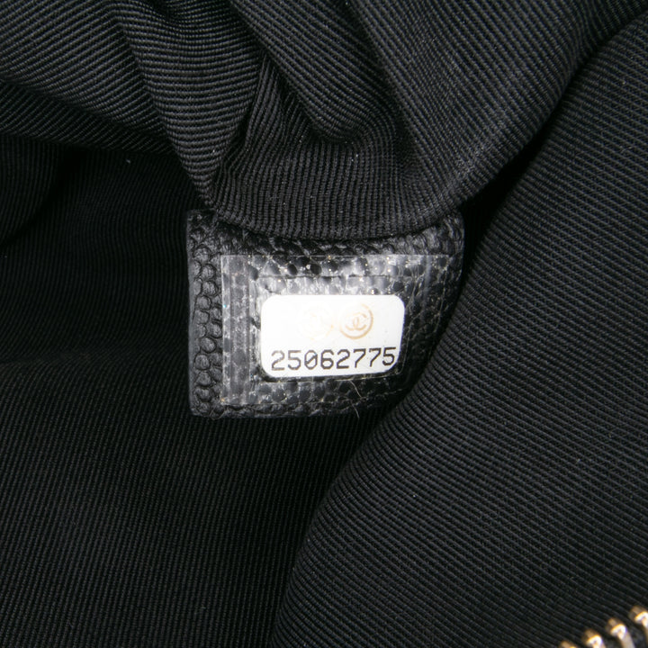 Large Chevron Caviar Ancient Greek Charms O Case Clutch Black - Gaby Paris