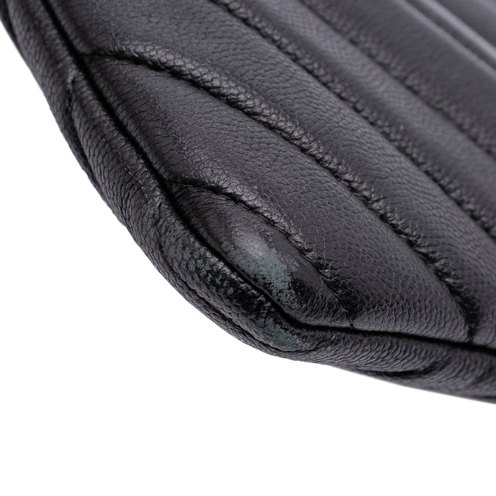 Large Chevron Caviar Ancient Greek Charms O Case Clutch Black - Gaby Paris