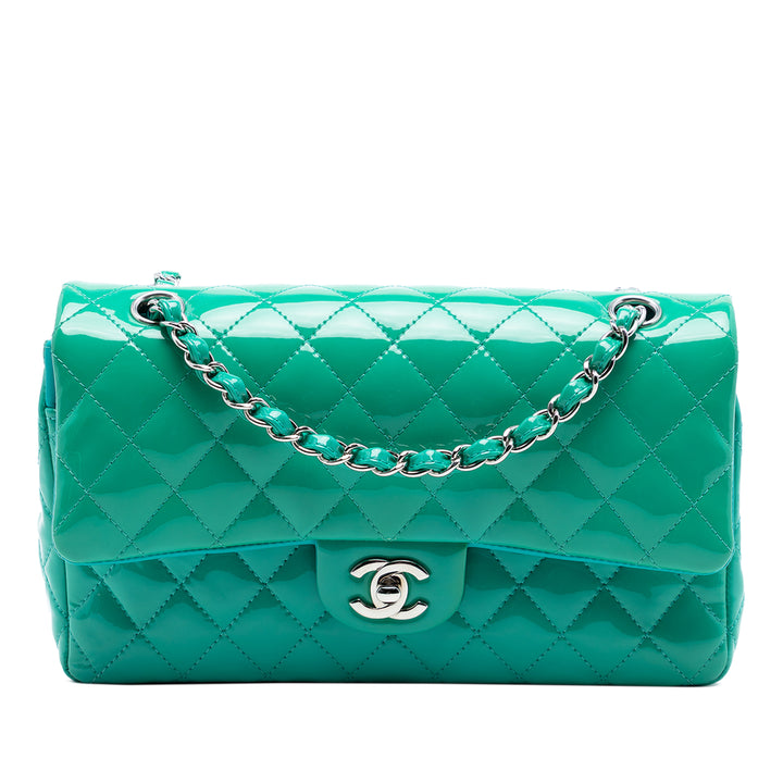 Chanel Medium Classic Cuir verni Double rabat