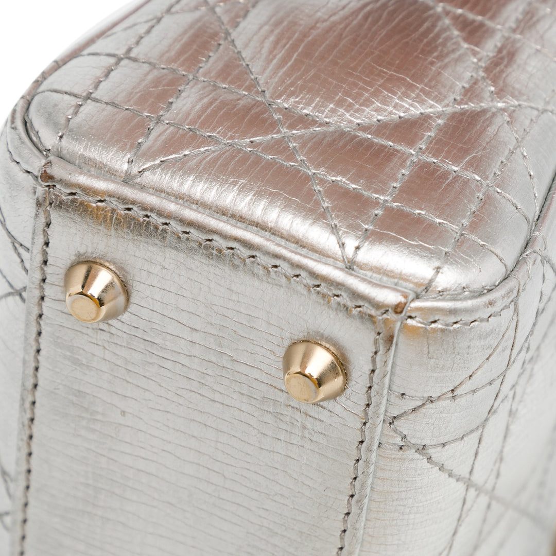 Mini Lambskin Cannage Lady Dior Silver - Gaby Paris