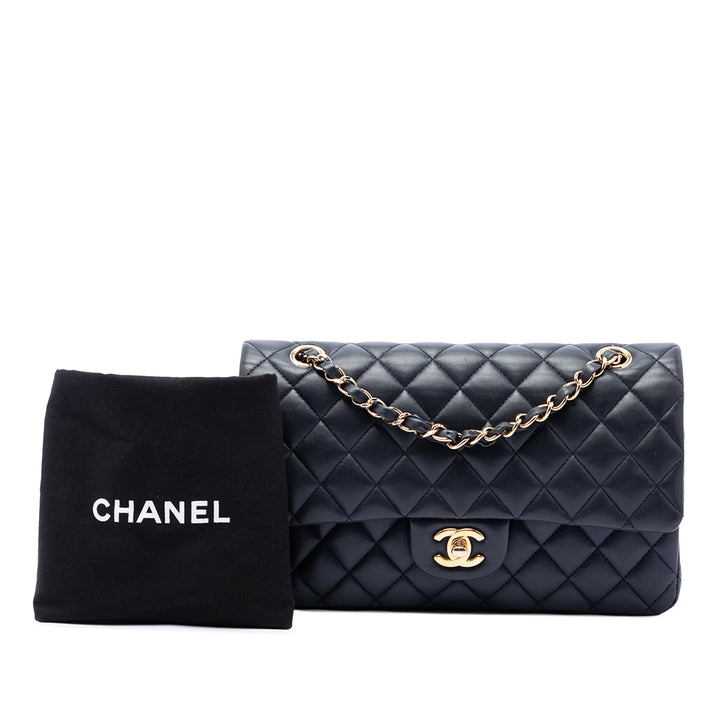 Chanel Sac porté épaule Classic Double rabat Moyen Cuir d'agneau Bleu – vue 7 – GABY PARIS