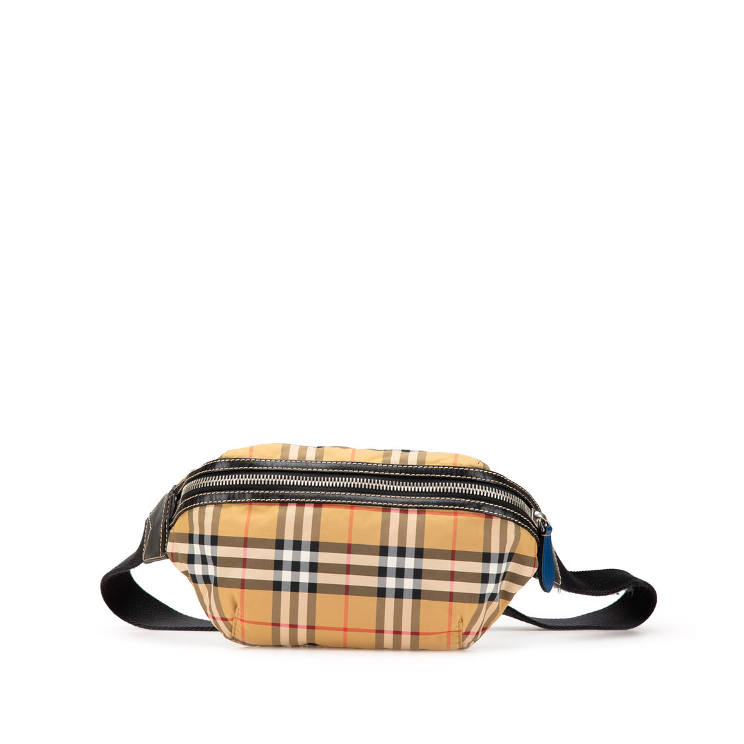 House Check Nylon Sonny Belt Bag Brown - Gaby Paris