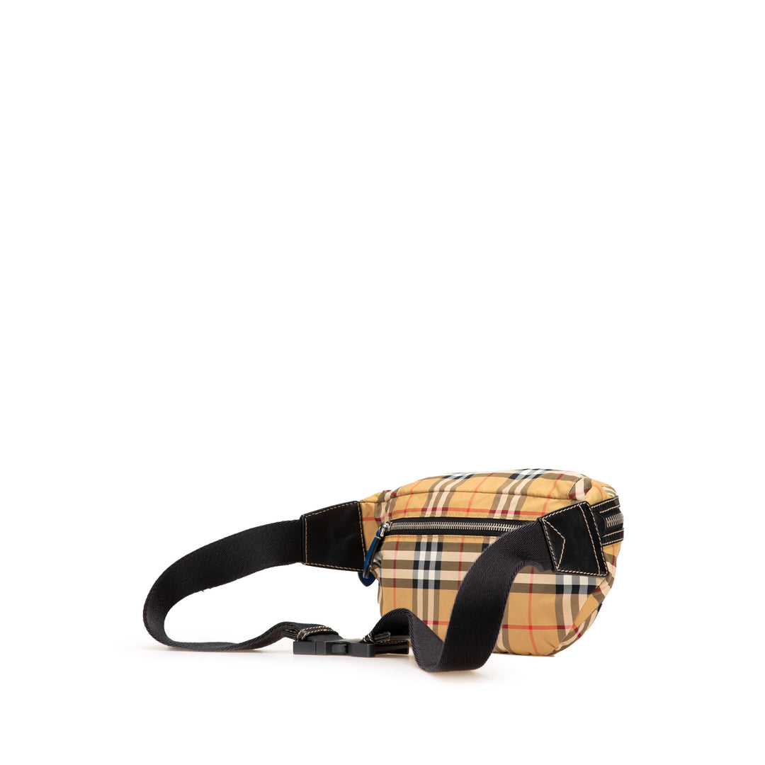 House Check Nylon Sonny Belt Bag Brown - Gaby Paris