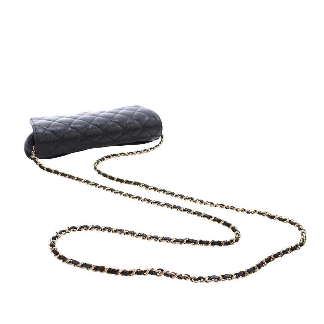 Chanel CC Matelassé Caviar Sunglasses Étui avec chaîne