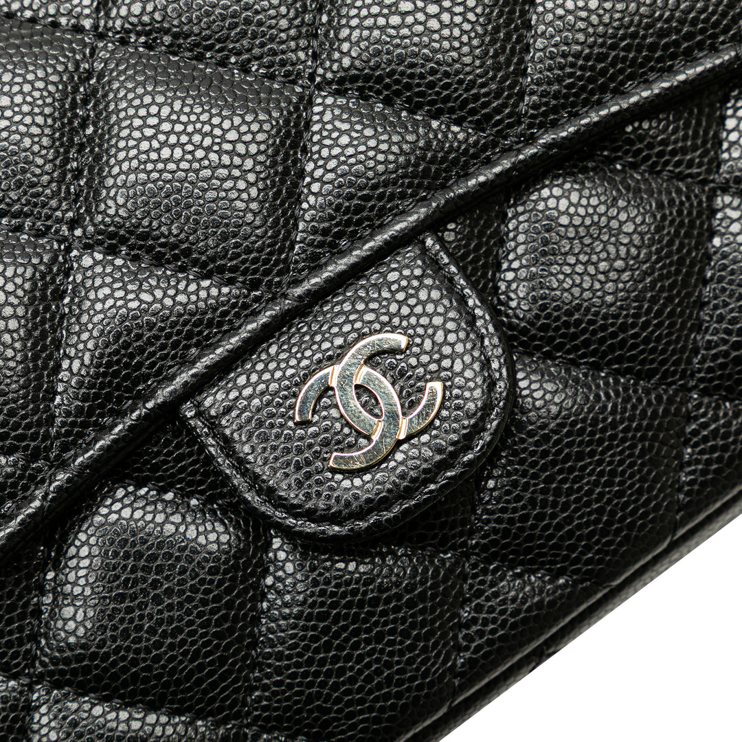 Chanel Caviar Quilted Phone Holder Wallet on Chain Black