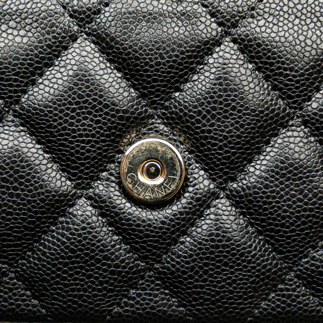 Chanel Caviar Quilted Phone Holder Wallet on Chain Black