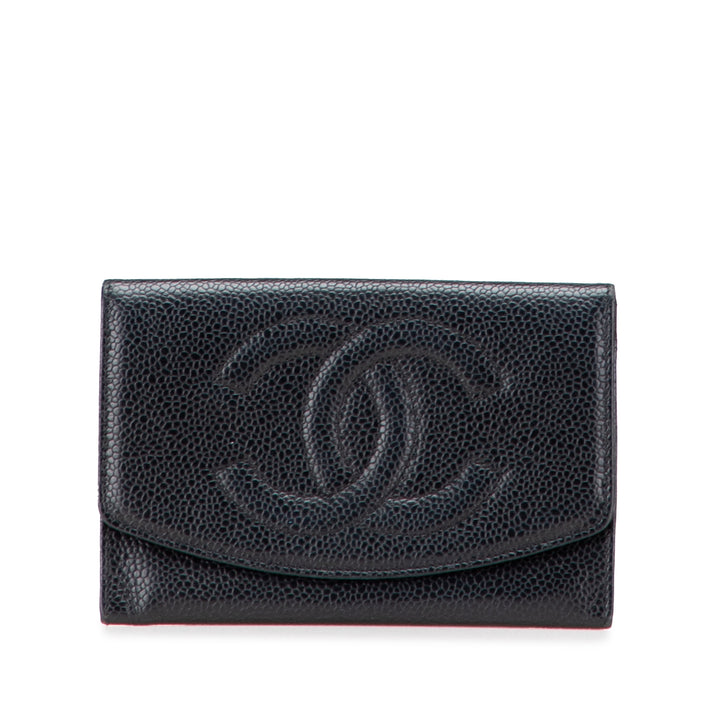 CC Caviar Trifold Wallet Black - Gaby Paris