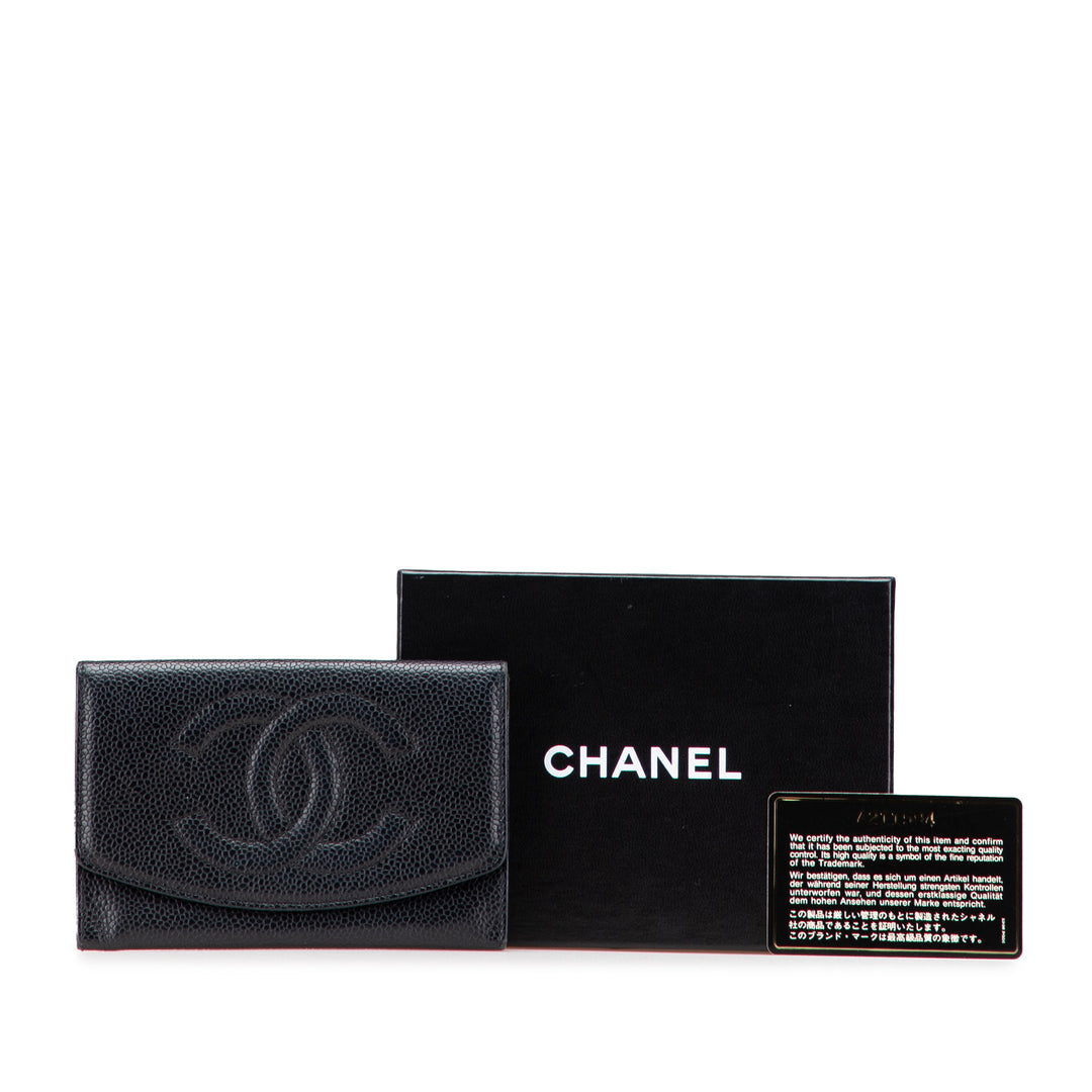 CC Caviar Trifold Wallet Black - Gaby Paris