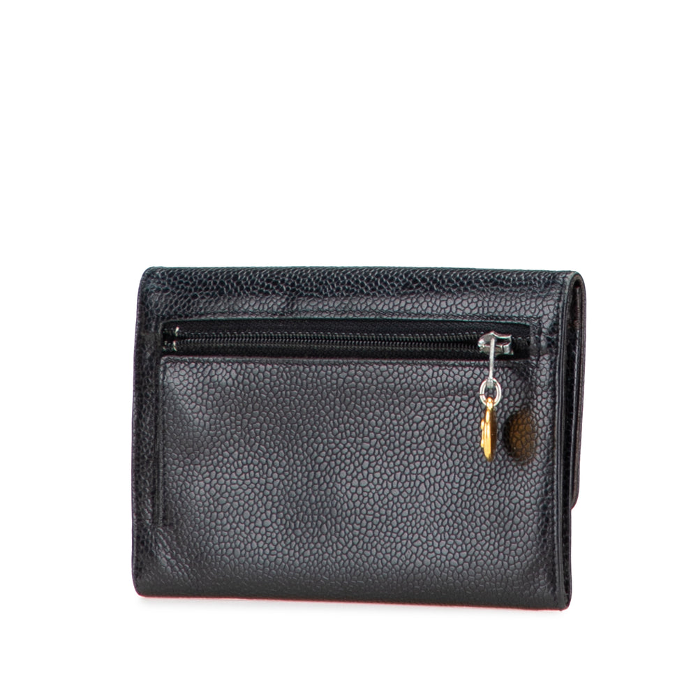 CC Caviar Trifold Wallet Black - Gaby Paris