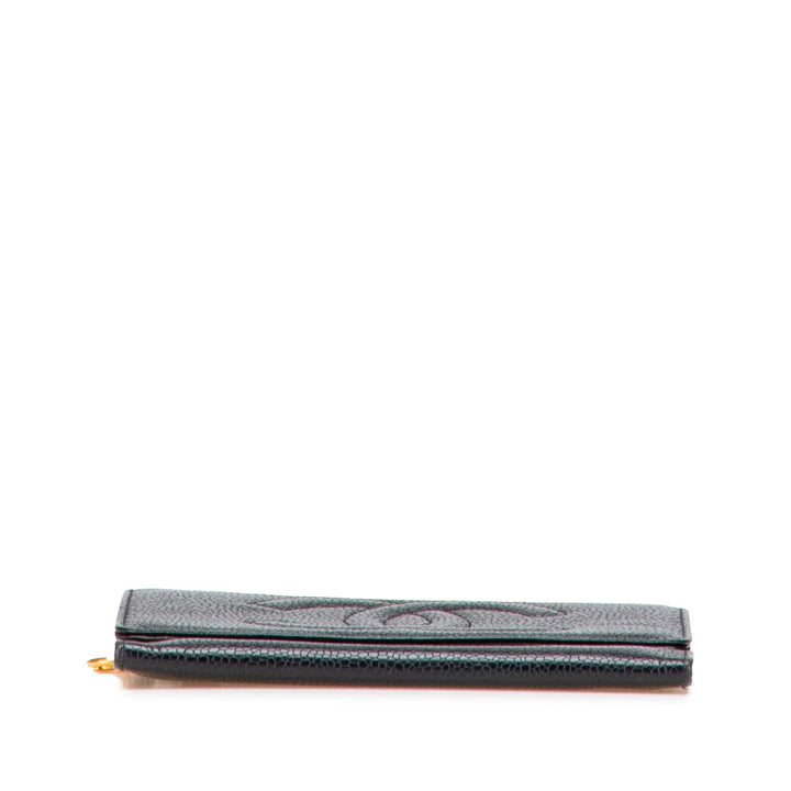 CC Caviar Trifold Wallet Black - Gaby Paris
