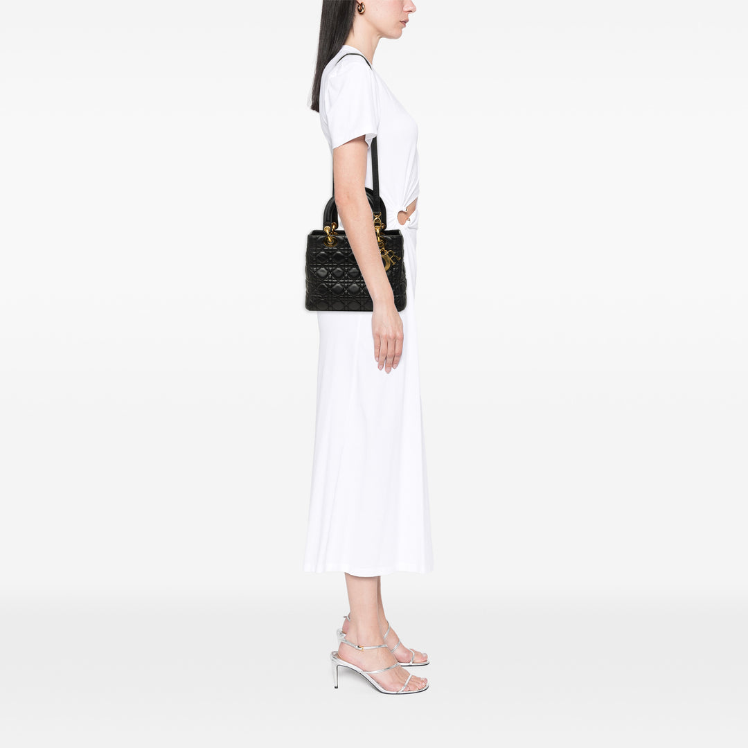 Dior Sac à main Lady Dior Cannage Moyen Cuir d'agneau Noir – vue 6 – GABY PARIS