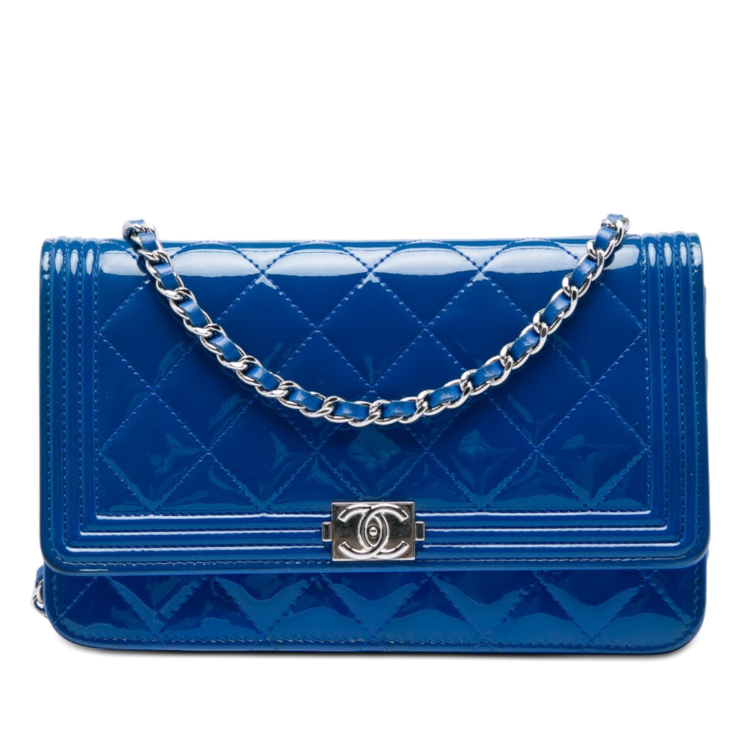 Chanel Matelassé Cuir verni Boy Wallet on Chain