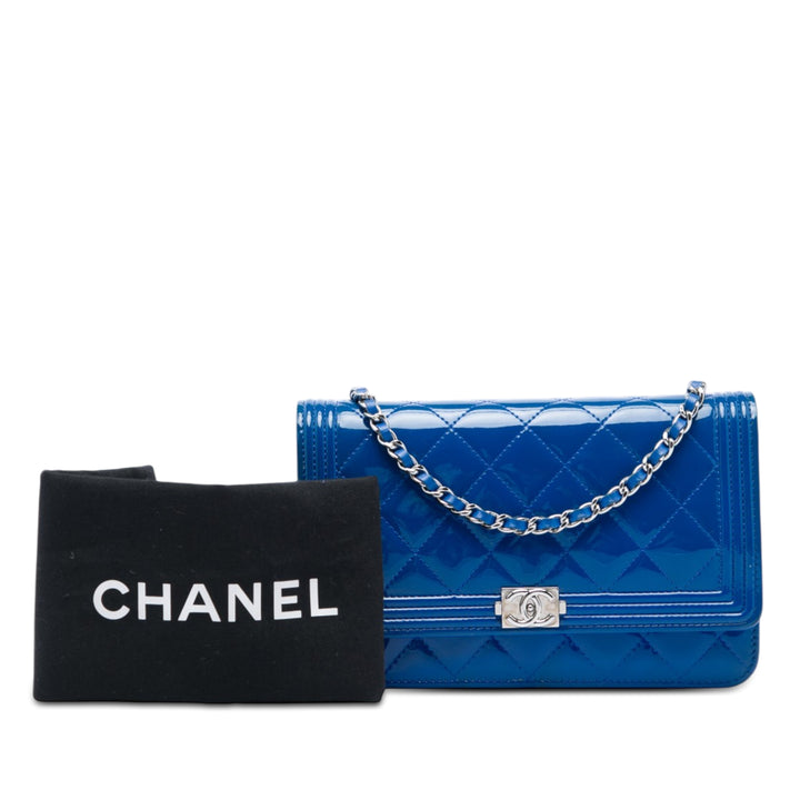 Chanel Matelassé Cuir verni Boy Wallet on Chain