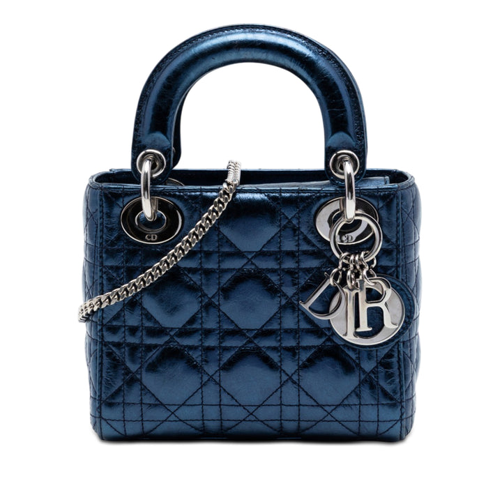 Dior Mini Metallic Cuir de veau Cannage Lady Dior