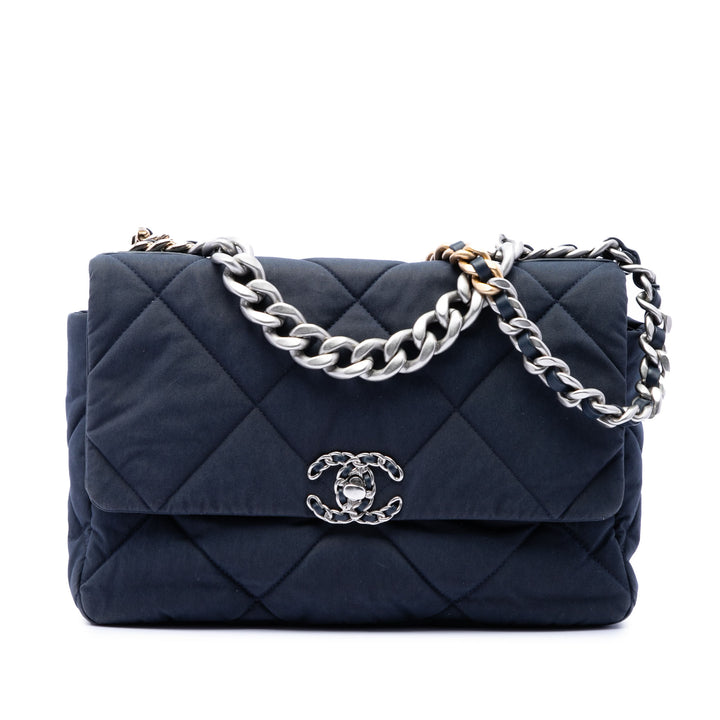 Chanel 19 à rabat Grand Toile