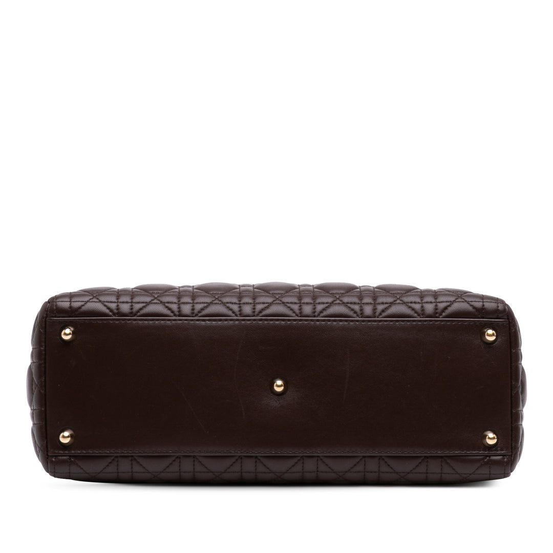 Lady Dior Cannage Grand Cuir d'agneau Marron