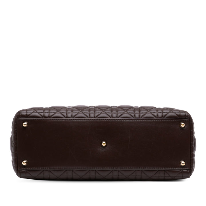 Lady Dior Cannage Grand Cuir d'agneau Marron