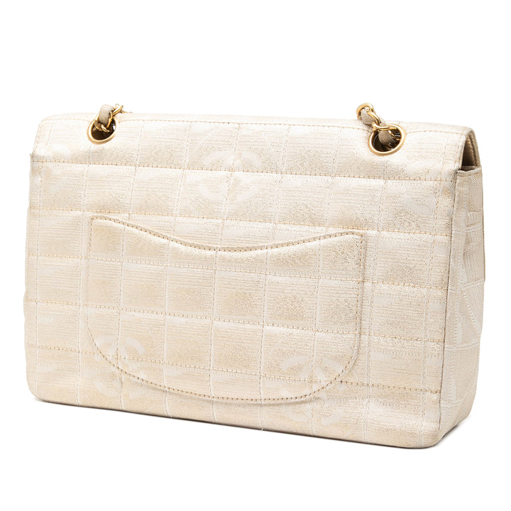 Chanel New Travel Line Métallisé Rabat simple Moyen Nylon