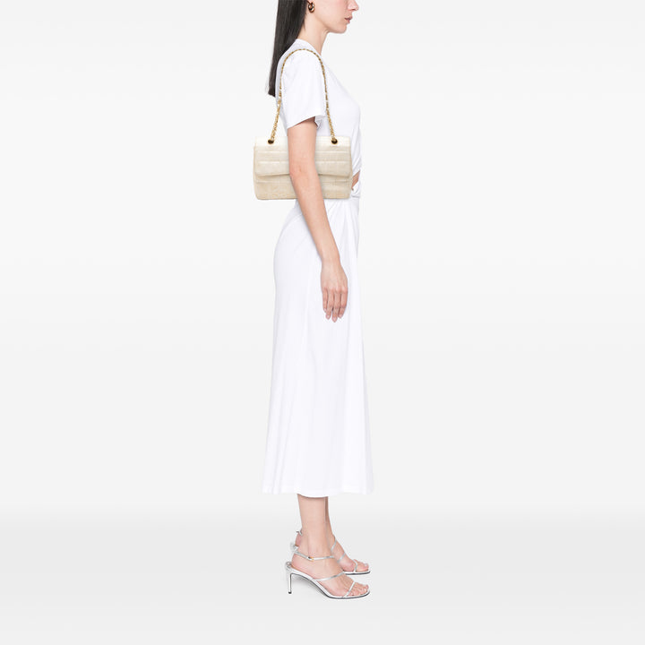 Chanel New Travel Line Métallisé Rabat simple Moyen Nylon