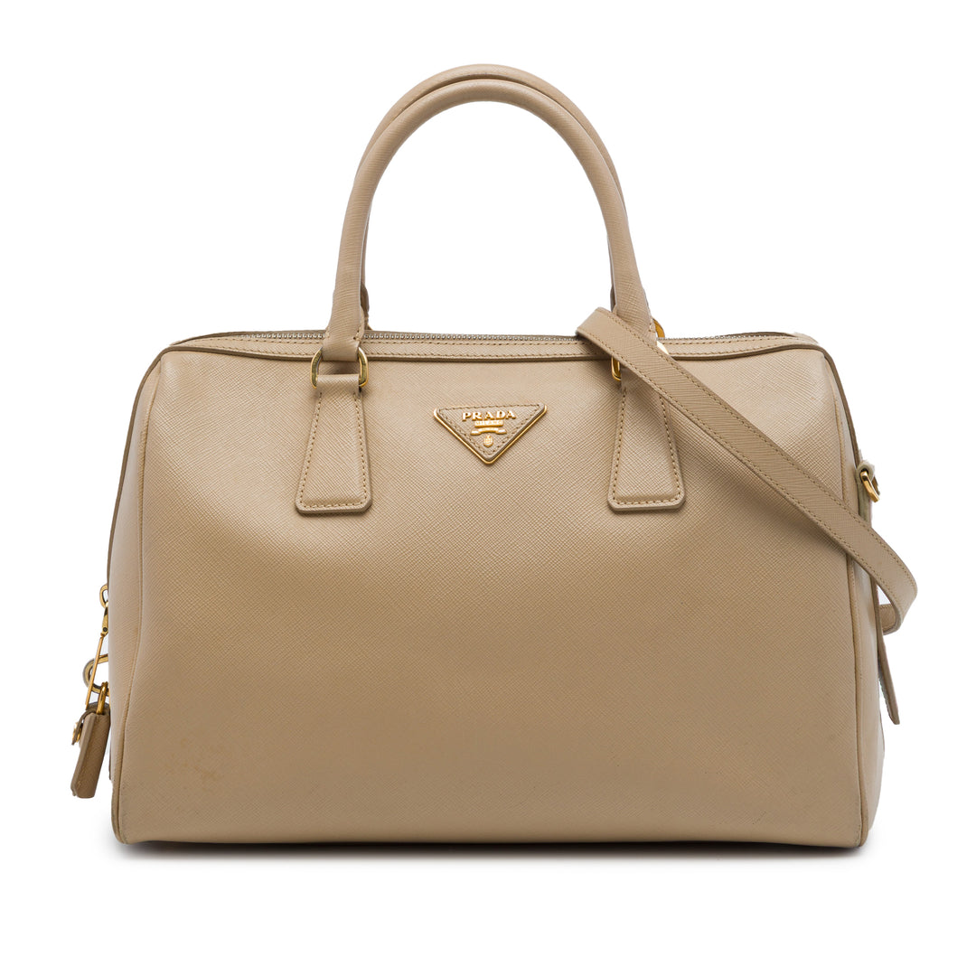 Prada Lux Bowler Sac Saffiano Beige – vue principale – GABY PARIS