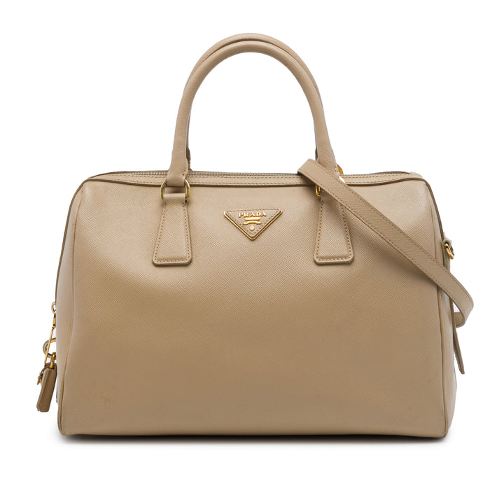 Prada Lux Bowler Sac Saffiano Beige – vue principale – GABY PARIS