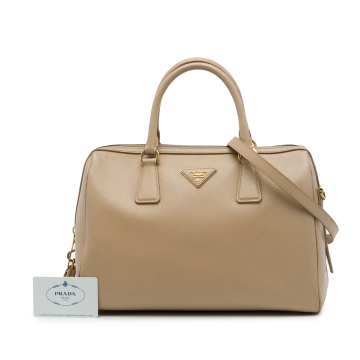 Prada Lux Bowler Sac Saffiano Beige – vue 7 – GABY PARIS