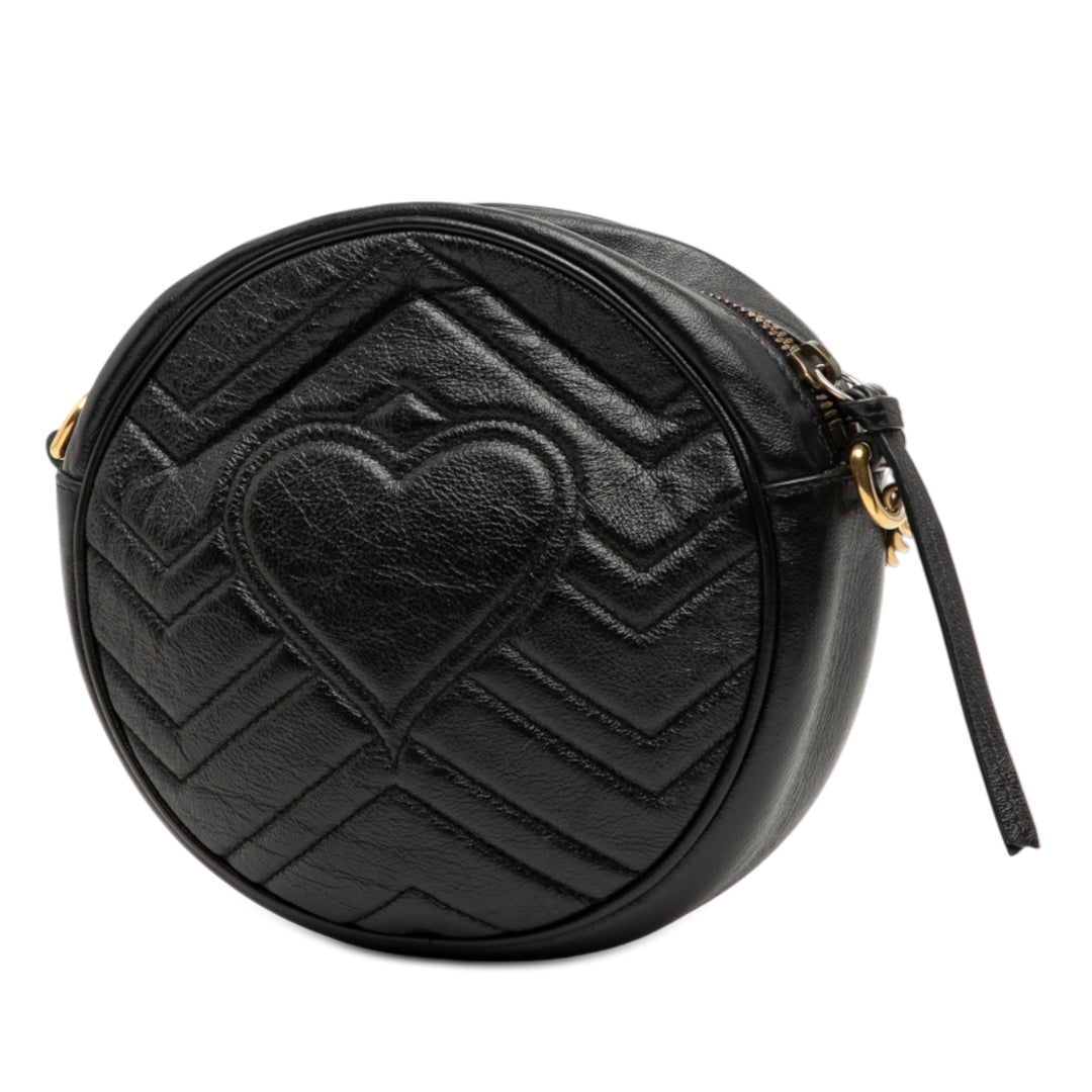 GG Marmont Matelasse Rond Sac Mini Cuir de veau Noir