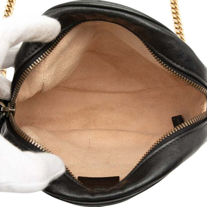 GG Marmont Matelasse Rond Sac Mini Cuir de veau Noir