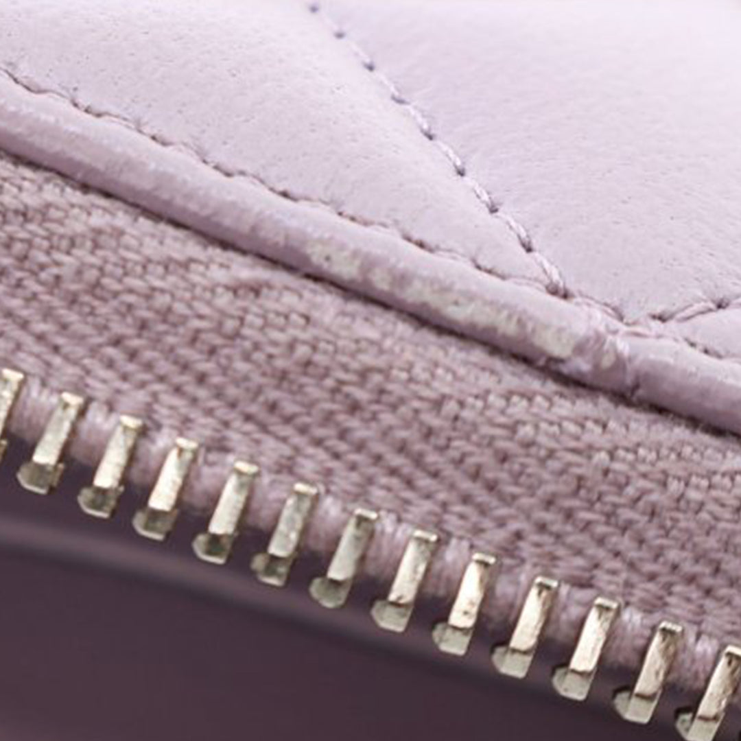 Quilted Lambskin Classic Long Zip Wallet Purple - Gaby Paris